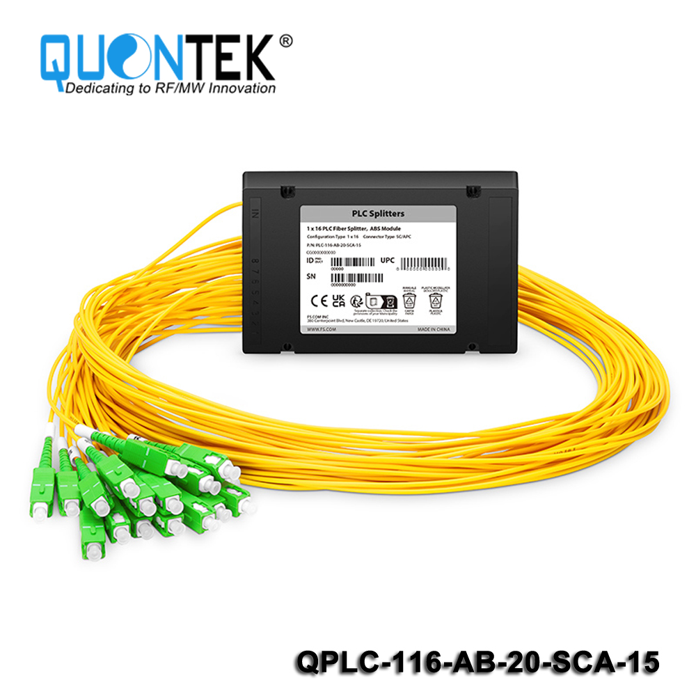 1 x 16 PLC Fiber Splitter, Splice/Pigtailed ABS Module, 2.0mm, SC/APC, Singlemode